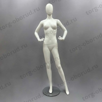 Манекен женский ростовой абстрактный для магазина, белый матовый FAM-15/C-5(бел мат)