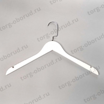 Плечики (вешалка) деревянные для одежды, белый/хром C31/1-К(бел/хром)