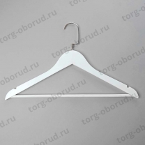 Плечики (вешалка) деревянные для одежды, белый/хром C30N/1-К(бел/хром)