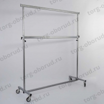 Вешало (стойка) напольное двухъярусное на колесах, серый металлик СТ-311-Л(сер мет)