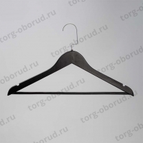 Вешалка-плечики деревянная для одежды с плоским крючком, черный/хром C30N/1-T150B(черн/хром)