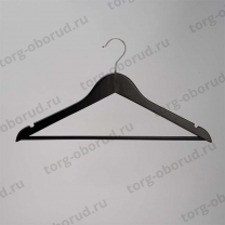 Вешалка-плечики деревянная для одежды с круглым крючком, черный/хром C30N-T150B(черн/хром)