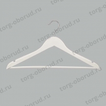 Вешалка-плечики деревянная для одежды с круглым крючком, белый/хром C30N-T150W(бел/хром)
