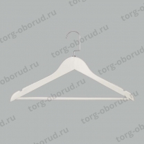 Вешалка-плечики деревянная для одежды с плоским крючком, белый/хром C30N/1-T150W(бел/хром)