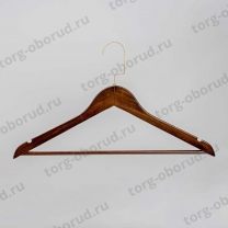 Плечики деревянные с перекладиной и противоскользящими вставками, темное дерево C30N/1-T150BR(т.дерево/зол)