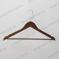 Плечики деревянные с перекладиной для магазина одежды, темное дерево C30N/1-T150BR(т.дерево/хром)