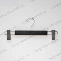 Плечики деревянные с зажимами для детской одежды, черный/хром WS 006-32-К(черн)