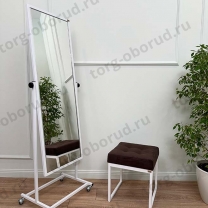 Зеркало напольное в полный рост передвижное, цвет рамы белый ТК-160-49(бел)