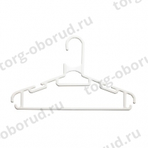 Вешалка-плечики для одежды пластиковая, с крючками, белая В-102-С(бел)