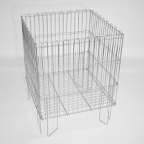 Торговая корзина для распродаж (накопитель), стационарная, сетчатая, металлическая, глубокая, цинк, AD-07