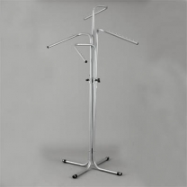 Вешало - стойка для одежды напольная регулируемая металлическая 4-х рожковая (изогнутая) стационарная, серая A-СТ-030-Л