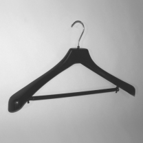 Вешалка плечики для костюмов и верхней одежды, пластиковая зимняя, с перекладиной, 390 мм, черная, размер одежды: 40-42(S).  V-39P