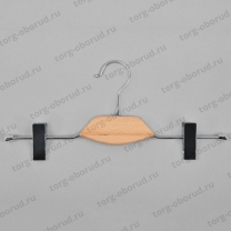 Вешалка плечики для одежды комбинированная, длина: 360 мм, цвет: хром/светлое дерево SHL030