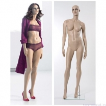 Манекен женский реалистичный телесный, с макияжем (парик отдельно), для одежды в полный рост, стоячий прямо. MD-Gold 01