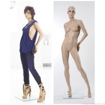 Манекен женский реалистичный телесный, с макияжем (парик отдельно), для одежды в полный рост, стоячий, руки убраны назад. MD-Gold 03