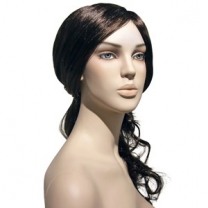 Парик женский для манекена, искусственный, без челки, волосы средней длины, вьющиеся, цвет каштан. MD-L001К