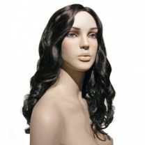 Парик женский для манекена, искусственный, без челки, вьющиеся волосы средней длины, цвет черный. MD-L003Ч