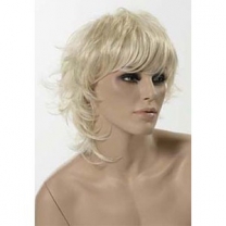 Парик женский для манекена, искусственный, с челкой, кудрявые короткие волосы, цвет платинум блонд. MD-G012