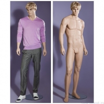 Манекен мужской реалистичный с париком, телесный, для одежды в полный рост, стоячий прямо, классическая поза. MD-MG-72