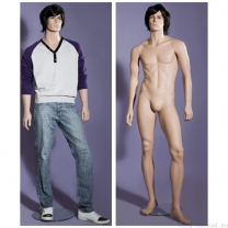 Манекен мужской реалистичный с париком, телесный, для одежды в полный рост, стоячий прямо, классическая поза. MD-MG-73