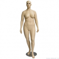 Манекен женский реалистичный телесный, с макияжем, без парика, для одежды в полный рост, большого размера, стоячий прямо, классическая поза. MD-Madame Type 01