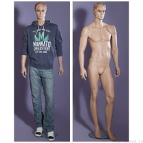 Манекен мужской стилизованный, реалистичный телесный, для одежды в полный рост, стоячий прямо, классическая поза. MD-M-71