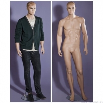 Манекен мужской стилизованный, реалистичный телесный, для одежды в полный рост, стоячий прямо, классическая поза. MD-M-72