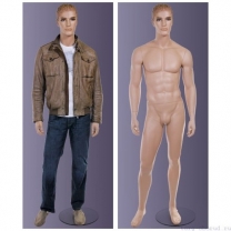 Манекен мужской стилизованный, реалистичный телесный, для одежды в полный рост, стоячий прямо, классическая поза. MD-M-79