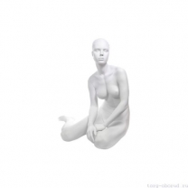 Манекен женский стилизованный, скульптурный белый, для одежды в полный рост, сидячий. MD-LU-08F-01M