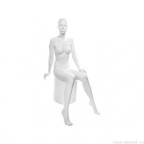 Манекен женский стилизованный, скульптурный белый, для одежды в полный рост, сидячий. MD-LU-11F-01M