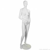 Манекен женский стилизованный, скульптурный белый, для одежды в полный рост, стоячий прямо. MD-IN-3Mara-01M