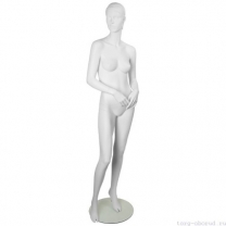 Манекен женский стилизованный, скульптурный белый, для одежды в полный рост, стоячий прямо. MD-IN-3Sheila-01M