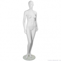 Манекен женский стилизованный, скульптурный белый, для одежды в полный рост, стоячий прямо. MD-IN-5Mara-01M