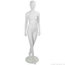 Манекен женский стилизованный, скульптурный белый, для одежды в полный рост, стоячий прямо. MD-IN-7Sheila-01M