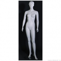 Манекен женский стилизованный, скульптурный белый, для одежды в полный рост, стоячий прямо, классическая поза. MD-LW-22