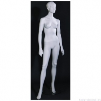 Манекен женский стилизованный, скульптурный белый, для одежды в полный рост, стоячий прямо, классическая поза. MD-LW-86