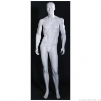 Манекен мужской стилизованный, скульптурный белый, для одежды в полный рост, стоячий прямо. MD-MW-72