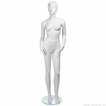Манекен женский стилизованный, скульптурный белый, для одежды в полный рост, стоячий прямо, классическая поза. MD-Kristy Pose 01