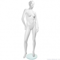 Манекен женский стилизованный, скульптурный белый, для одежды в полный рост, стоячий в пол-оборота. MD-Kristy Pose 03