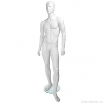 Манекен мужской стилизованный, скульптурный белый, для одежды в полный рост, стоячий прямо, классическая поза. MD-Tom Pose 01