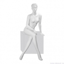 Манекен женский стилизованный, скульптурный белый, для одежды в полный рост, сидячий. MD-Kristy Pose 05