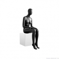 Манекен женский, матовый черный, абстрактный, для одежды в полный рост, сидячий. MD-Storm Type 06F-02M