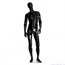 Манекен мужской, глянцевый черный, абстрактный, для одежды в полный рост, стоячий прямо, классическая поза. MD-Storm Type 01M-02G