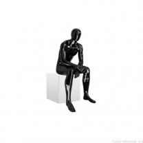 Манекен мужской, глянцевый черный, абстрактный, для одежды в полный рост, сидячий MD-Storm Type 04M-02G