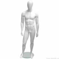 Манекен мужской, белый, абстрактный, для одежды в полный рост, стоячий прямо. MD-Glance Matte 08