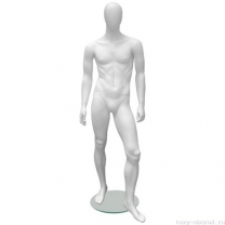 Манекен мужской, белый, абстрактный, для одежды в полный рост, стоячий прямо, классическая поза. MD-Glance Matte 11