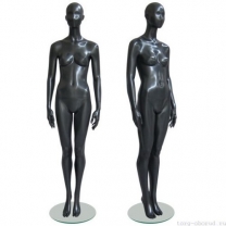 Манекен женский, абстрактный, для одежды в полный рост, на круглой подставке, цвет черный, стоячий, классическая поза. MD-Solo Type 04F-06M
