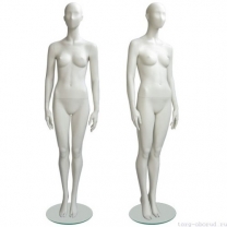 Манекен женский, абстрактный, для одежды в полный рост, на круглой подставке, цвет слоновая кость, стоячий, классическая поза. MD-Solo Type 04F-07M