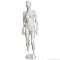 Манекен женский, абстрактный, для одежды в полный рост, на круглой подставке, цвет слоновая кость, стоячий. MD-Solo Type 06F-07M