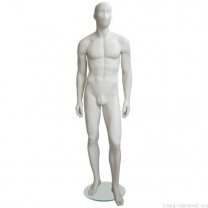 Манекен мужской, абстрактный, для одежды в полный рост, на круглой подставке, цвет слоновой кости,стоячий, классическая поза. MD-Solo Type 30M-07M
